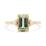 2.17ct Lena Emerald Cut Sage Green Sapphire & Diamond Engagement Ring