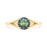 1.01ct Stella Round Teal Blue Sapphire & Diamond Enagement Ring
