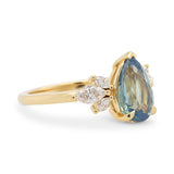 2.59ct Bella Pear Opalescent Blue Sapphire & Marquise Diamond Engagement Ring