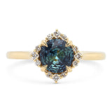 1.11ct Serena Round Teal Sapphire & Diamond Engagement Ring