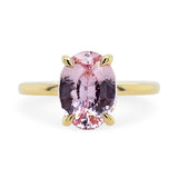 3.45ct Flora Oval Pink Sapphire Engagement Ring with Leaf Accents