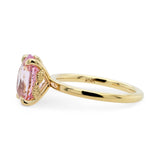 3.45ct Flora Oval Pink Sapphire Engagement Ring with Leaf Accents