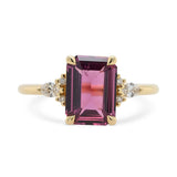 2.19ct Lena Emerald-Cut Maroon Sapphire & Diamond Engagement Ring