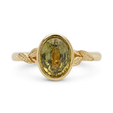 2.06ct Willow Olive Green Sapphire Engagement Ring with Leaf Accents