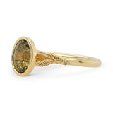 2.06ct Willow Olive Green Sapphire Engagement Ring with Leaf Accents