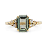 1.80ct Cielo Emerald Cut Teal Sapphire & Diamond Engagement Ring