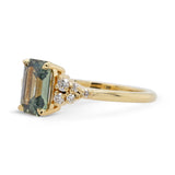 1.80ct Cielo Emerald Cut Teal Sapphire & Diamond Engagement Ring