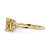 1.54ct Bella Emerald-Cut Chartreuse Sapphire & Diamond Engagement Ring