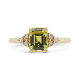 1.54ct Bella Emerald-Cut Chartreuse Sapphire & Diamond Engagement Ring