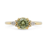 1.17ct Lena Round Green Montana Sapphire & Diamond Engagement Ring