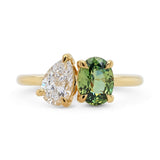 Gemma Oval Green Sapphire & Pear Natural Diamond Engagement Ring