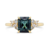 2.04ct Cielo Radiant Teal Sapphire & Diamond Engagement Ring
