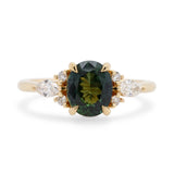 1.68ct Lena Oval Dark Teal Sapphire & Diamond Engagement Ring