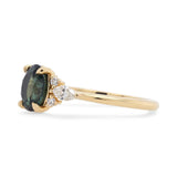 1.68ct Lena Oval Dark Teal Sapphire & Diamond Engagement Ring