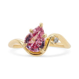 1.50ct Venus Pear Padparascha Sapphire & Diamond Engagement Ring