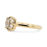 2.66ct Collet Cushion Old Mine Cut Champagne Lab Grown Diamond Engagement Ring