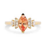 1.54ct Clara Marquise Peach Orange Sapphire & Diamond Engagement Ring