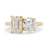 3.96ctw Gemma Emerald Cut & Round Lab Grown Diamond Engagement Ring