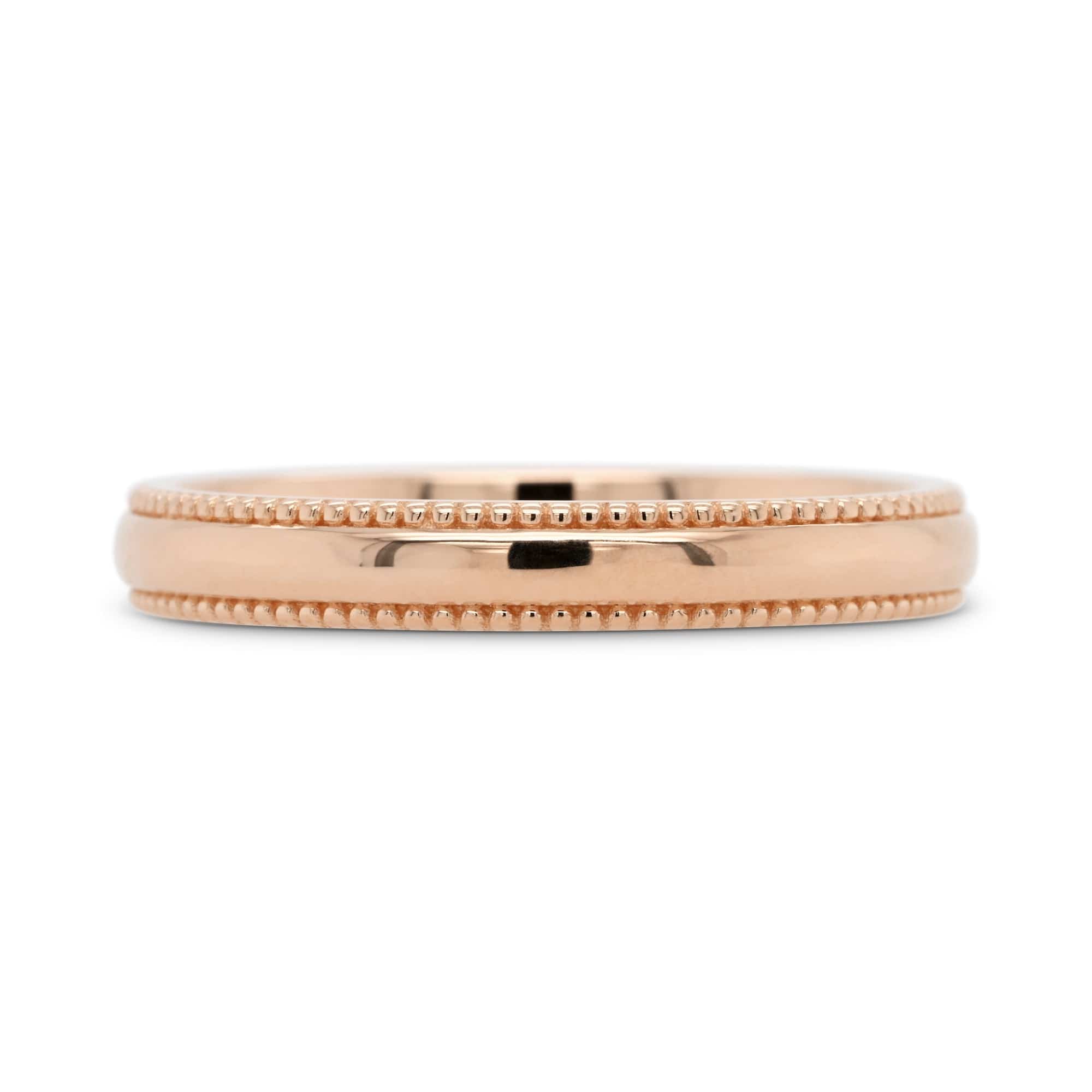 3mm rose gold wedding band with milgrain detailing