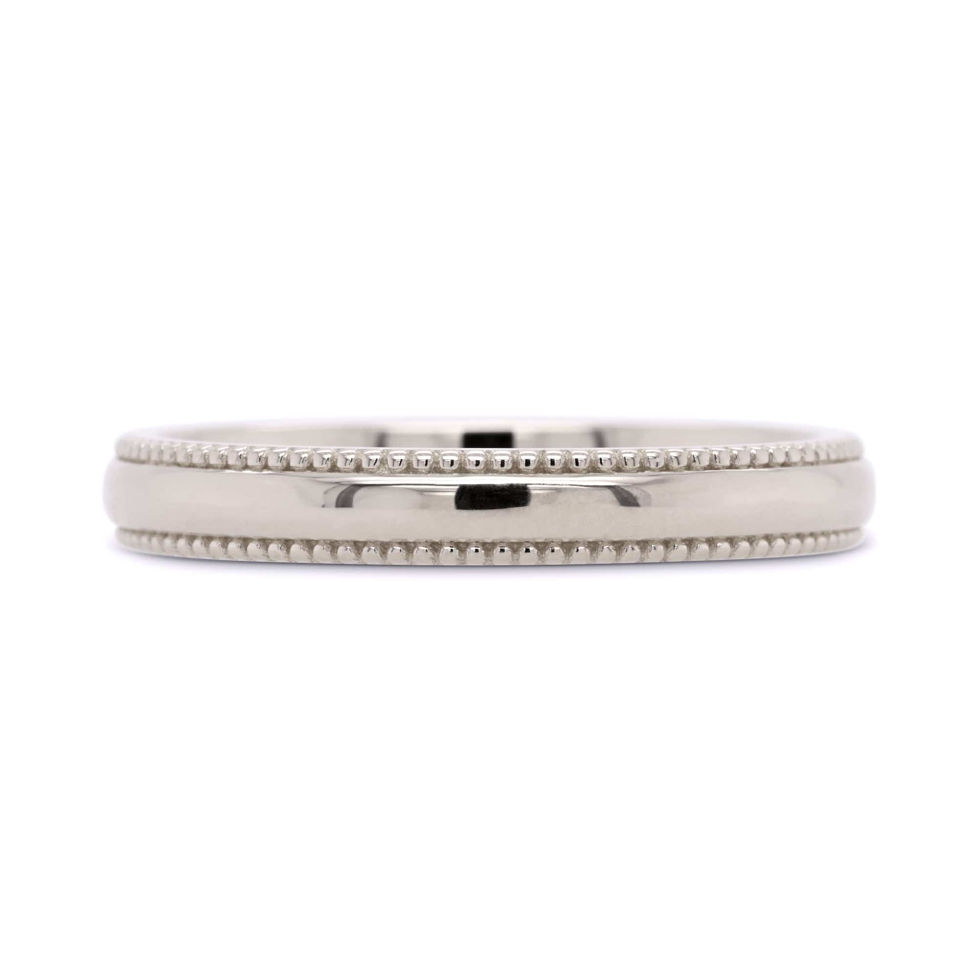 3mm white gold wedding band with milgrain detailing
