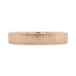 4mm rose gold wedding band with carved woodgrain texture