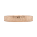 4mm rose gold wedding band with carved woodgrain texture