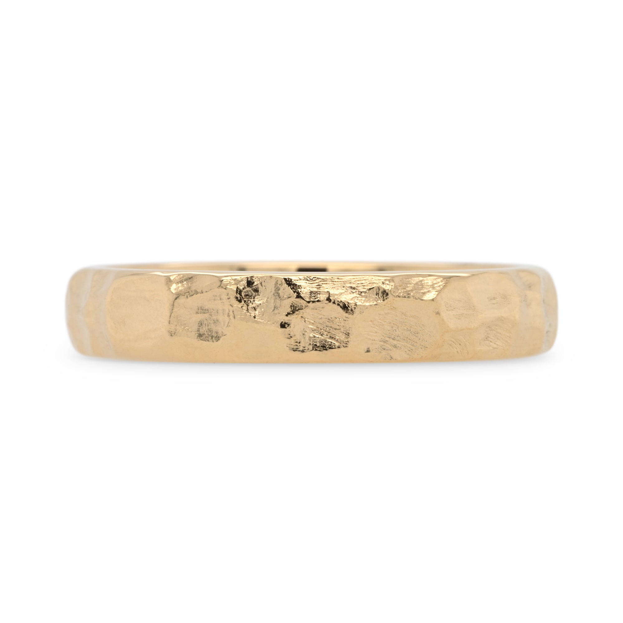 4mm yellow gold hammered wedding ring