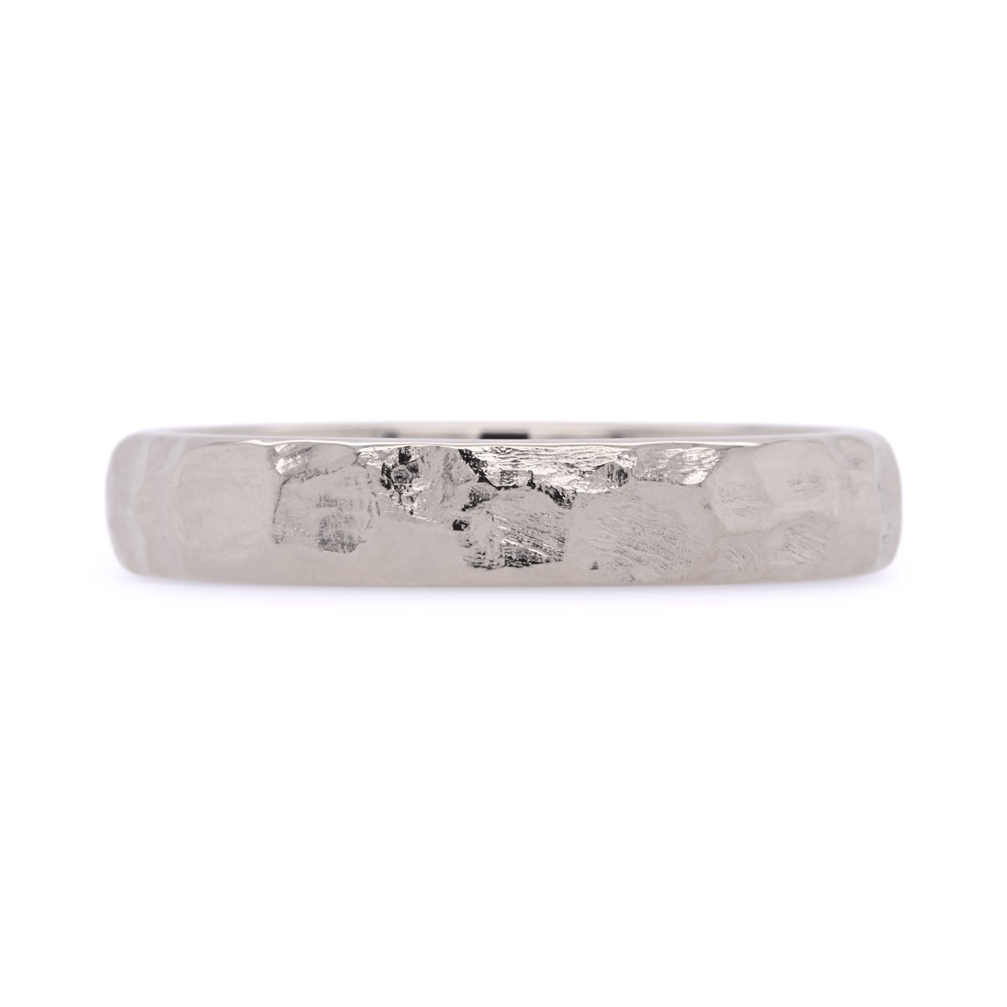 4mm white gold hammered wedding ring