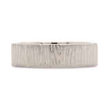 6mm white gold wedding band with carved woodgrain texture