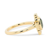 1.46ct Art Deco Oval Teal Sapphire & Lab Grown Diamond Accents Engagement Ring