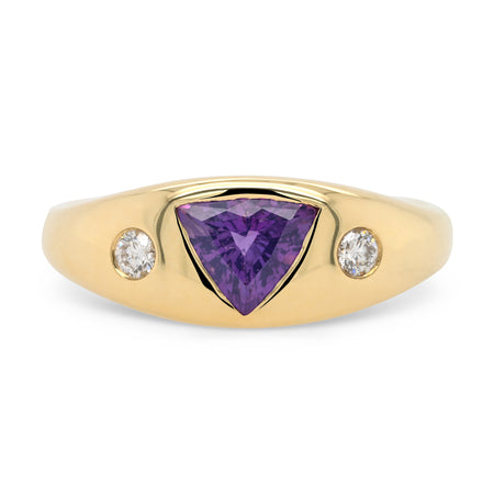 1.05ct Rey Trillion Purple Sapphire and Diamond Engagement Ring
