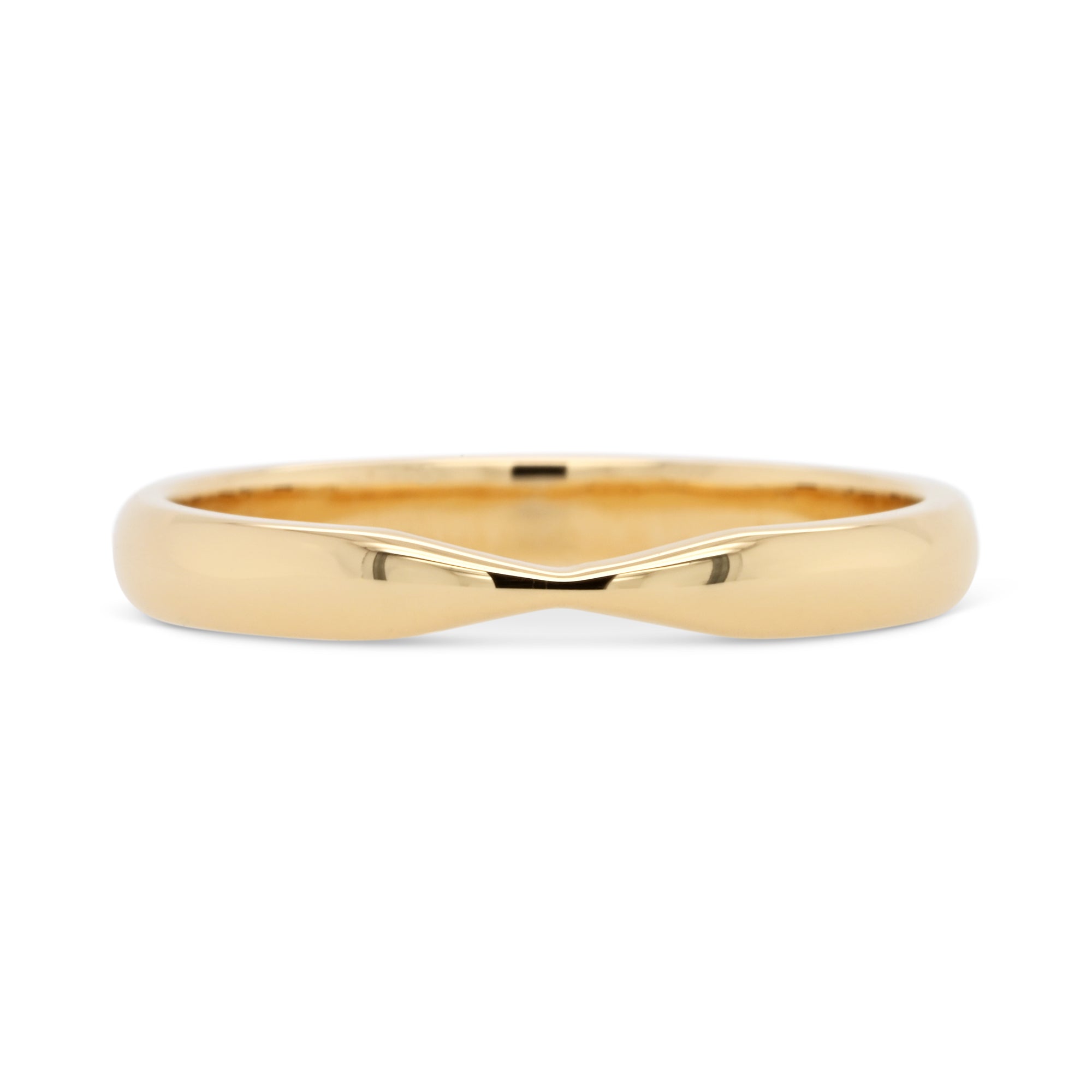 Gently tapered nesting wedding band in 14K yellow gold