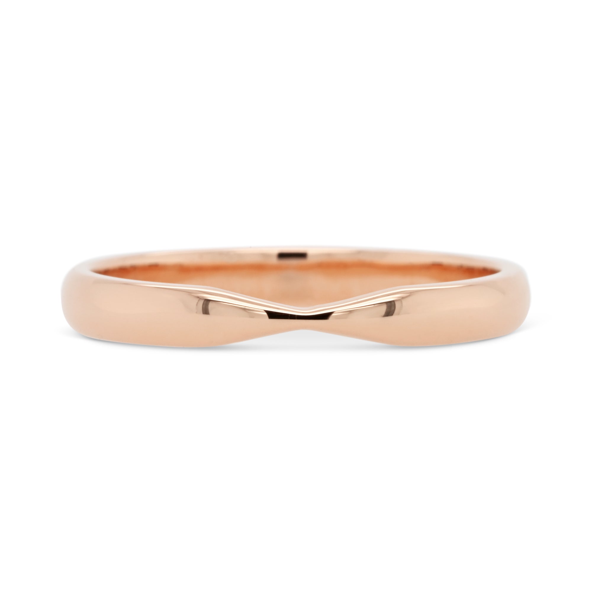 Gently tapered nesting wedding band in 14K rose gold