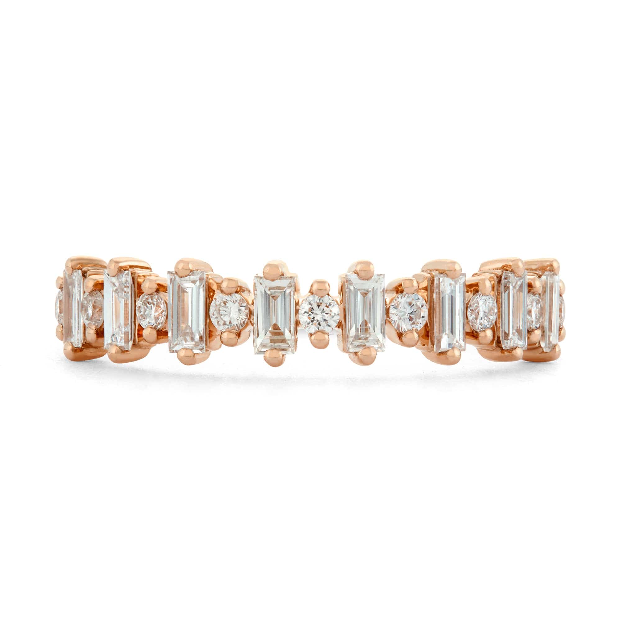 Single Diamond & Baguette Wedding Band