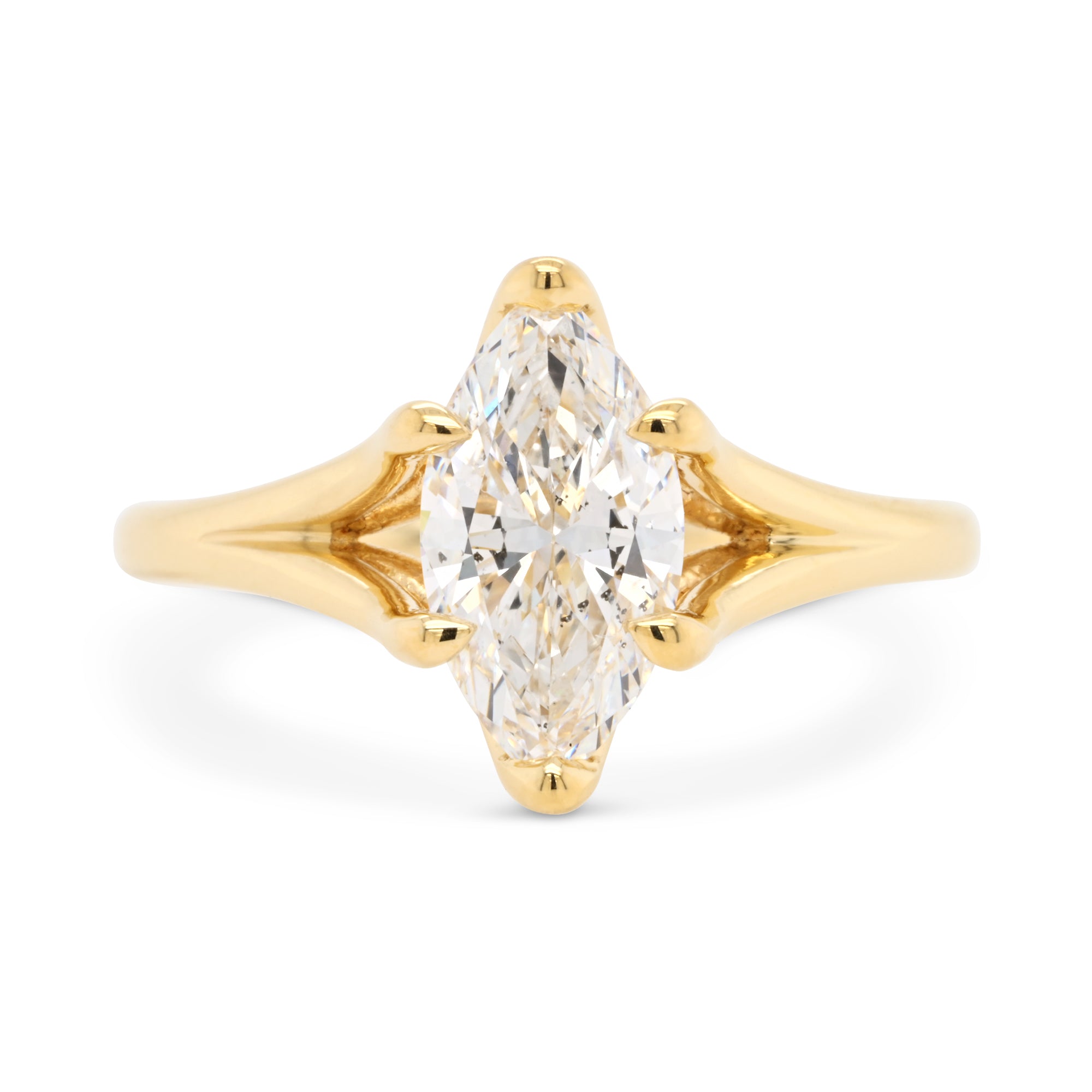 14k yellow gold marquise diamond engagement ring