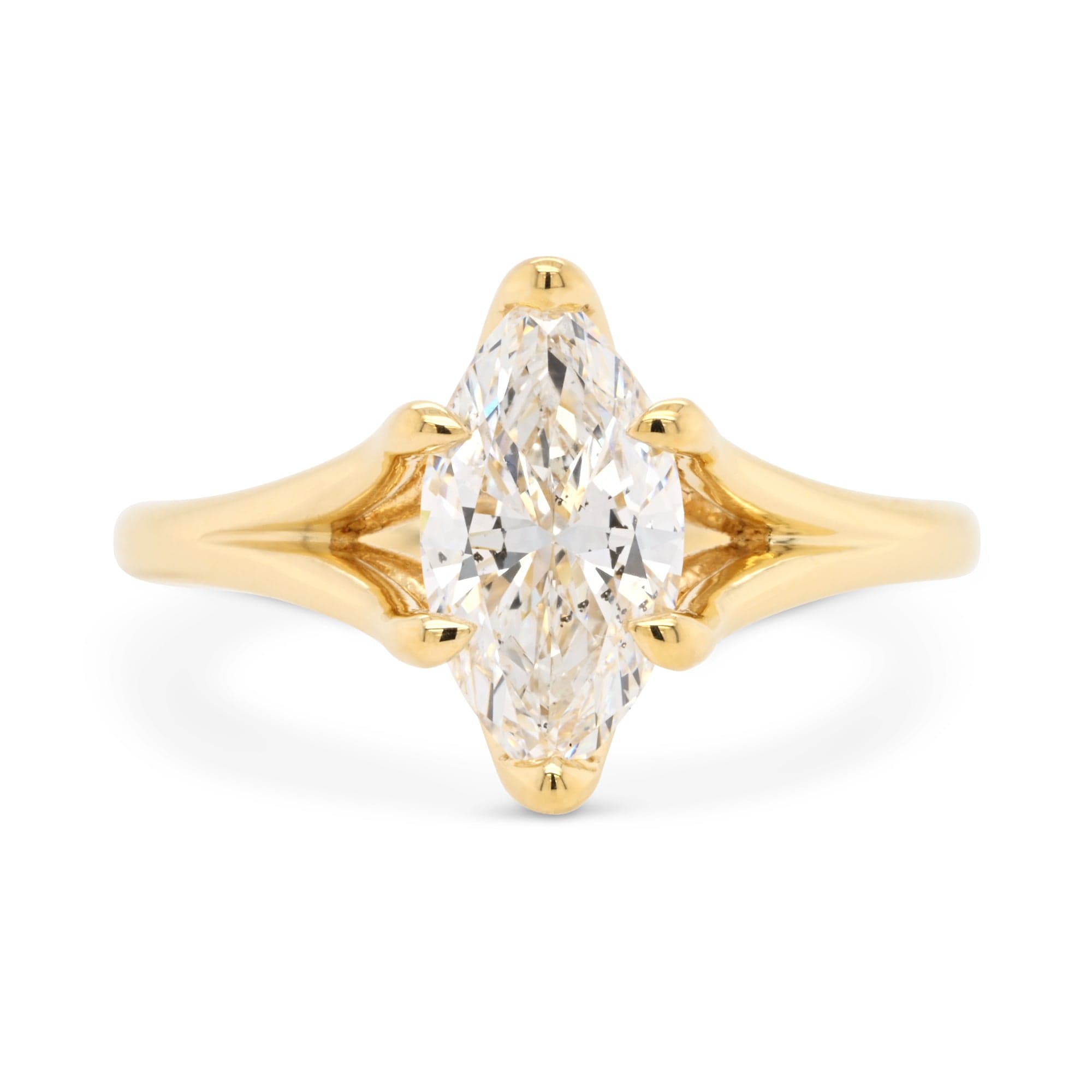 14k yellow gold marquise diamond engagement ring