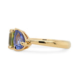 Gemma Emerald Cut Green Sapphire & Pear Blue Sapphire Engagement Ring