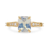 2.22ct Victoria Radiant-Cut Opalescent White Sapphire & Diamond Engagement Ring