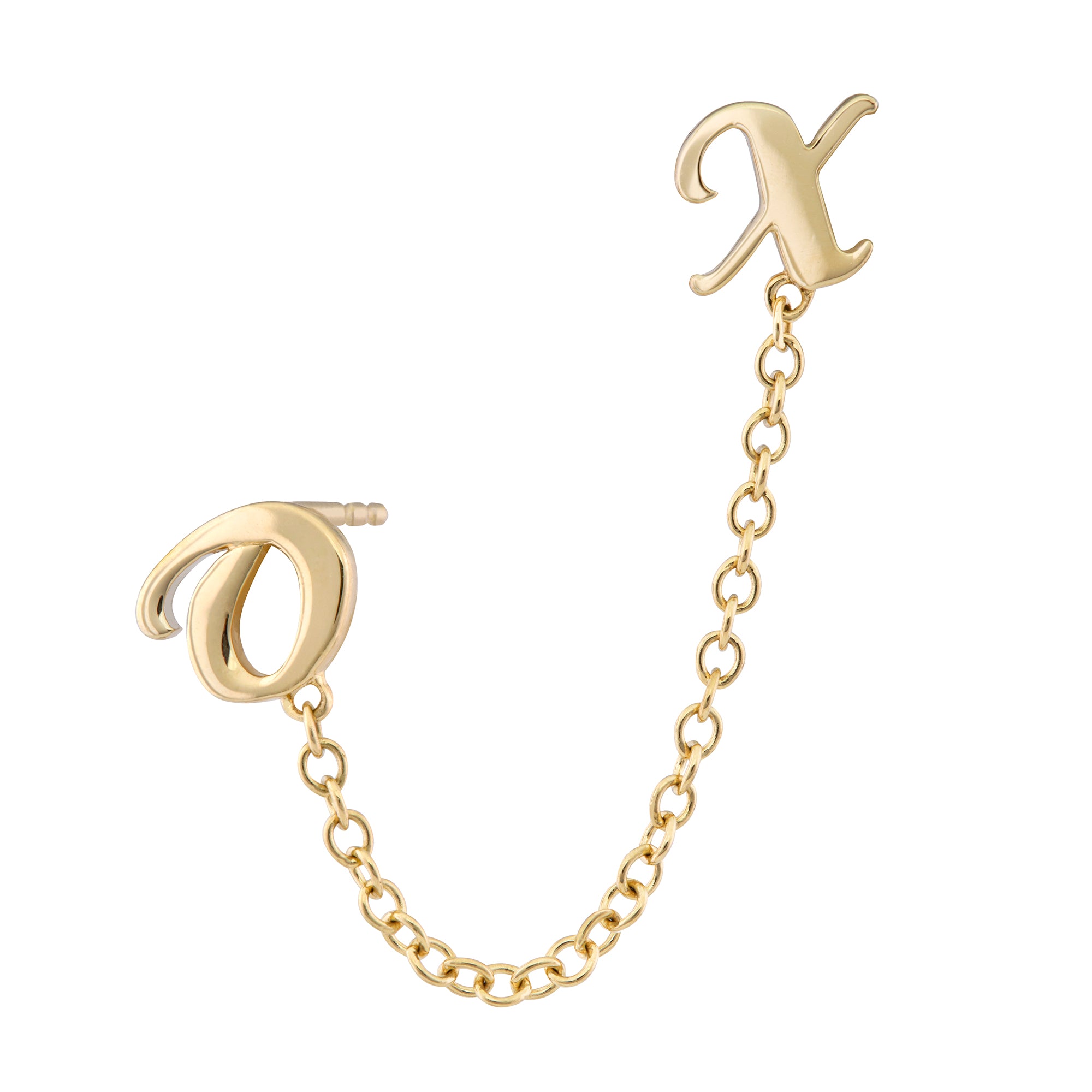 XO studs with a chain