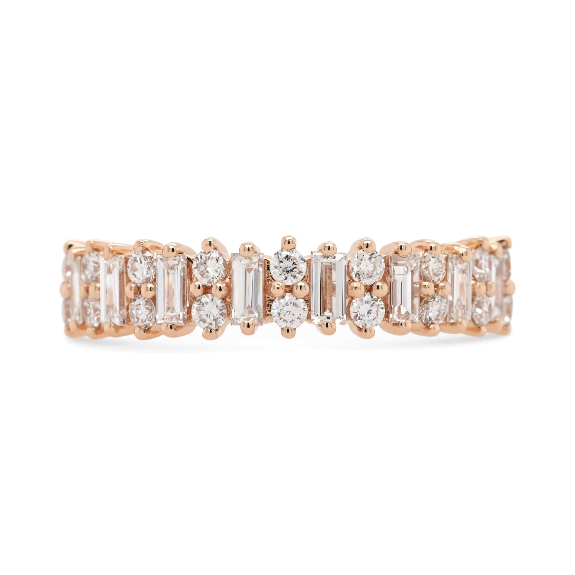 Double Diamond & Baguette Wedding Band