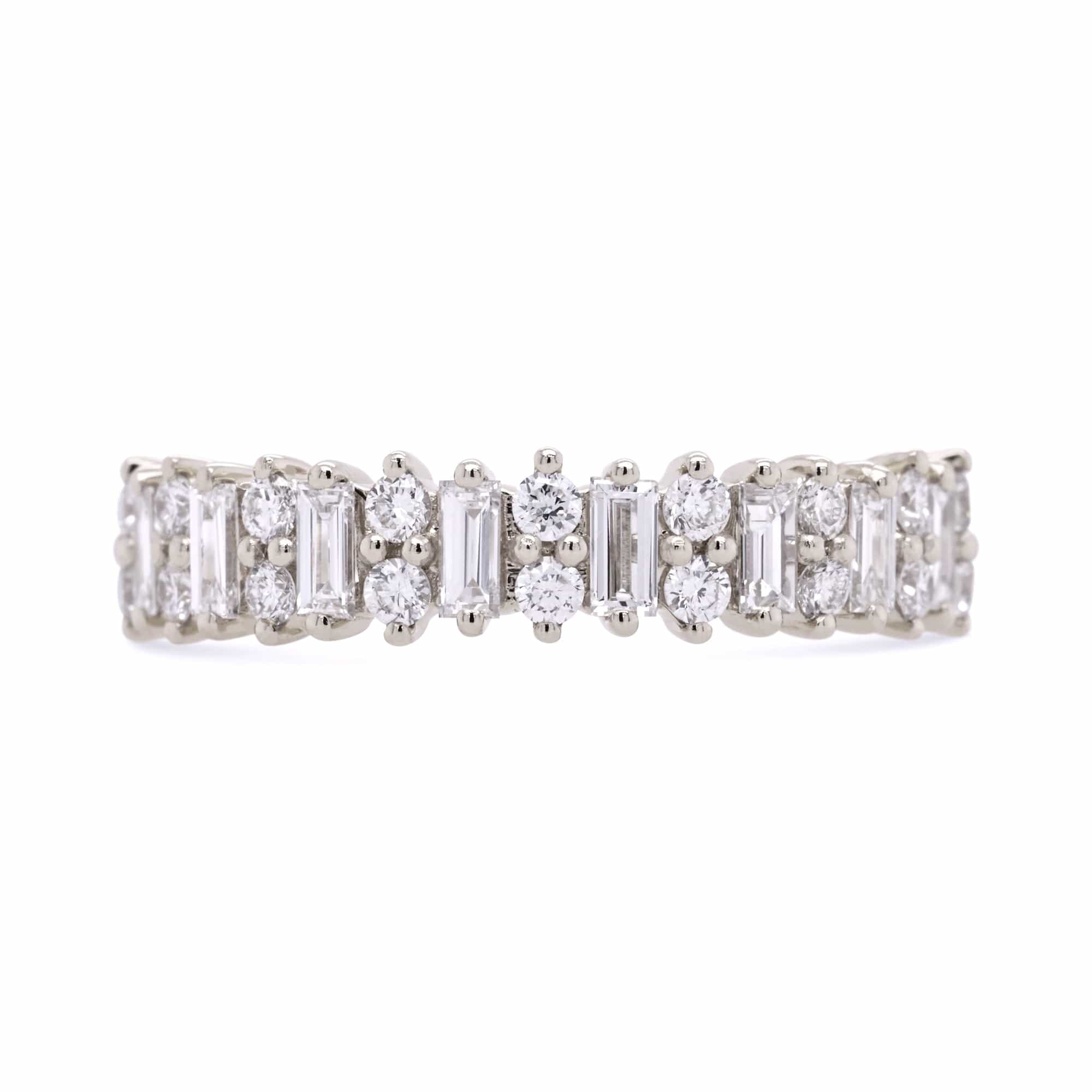 Double Diamond & Baguette Wedding Band