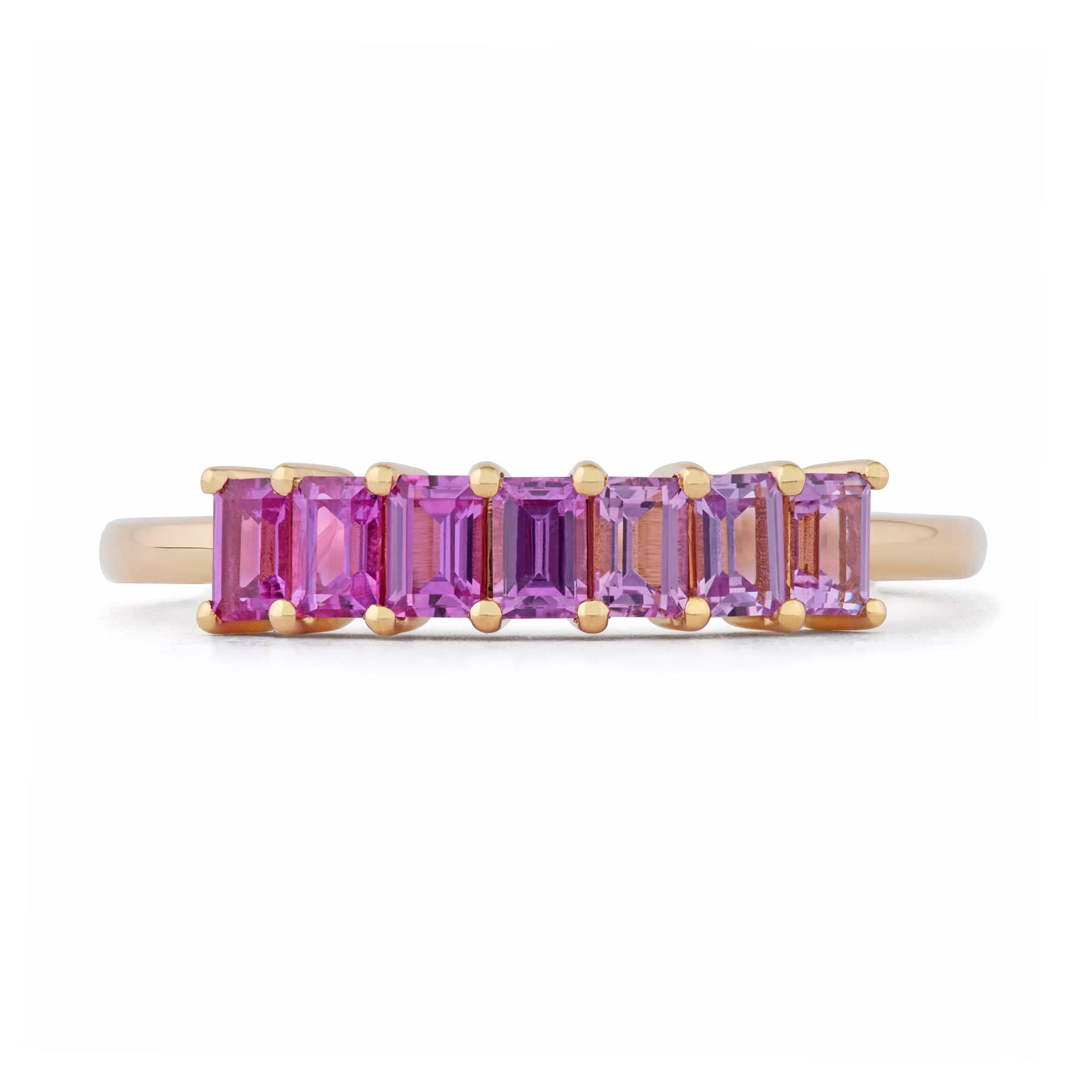 Pink sapphire emerald cut ring