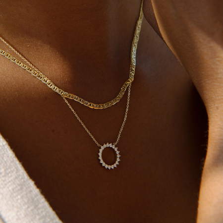 Circle Diamond Pendant Necklace