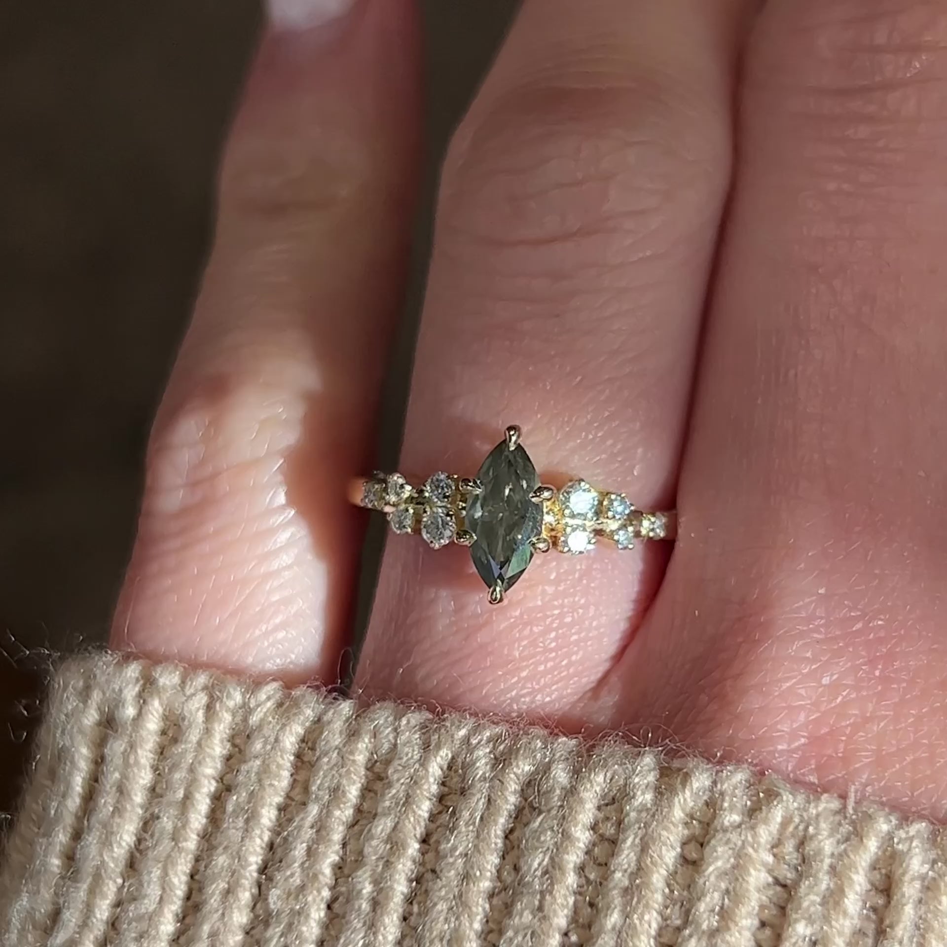 Gray diamond engagement ring