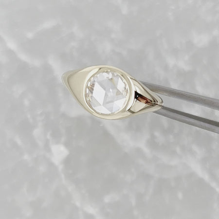 0.95ct Rey Rose Cut Round GIA-Certified Diamond Engagement Ring