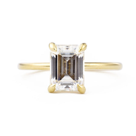 Vera Emerald Cut Moissanite Solitaire Engagement Ring