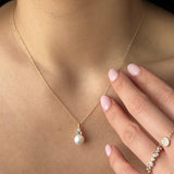 pearl and diamond necklace in 14K gold