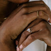 pear ring with chevron gold band in 14K Yellow gold