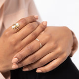 Ready To Ship - Serpent Toi et Moi Pear & Round Diamond Ring (Size 6.75)