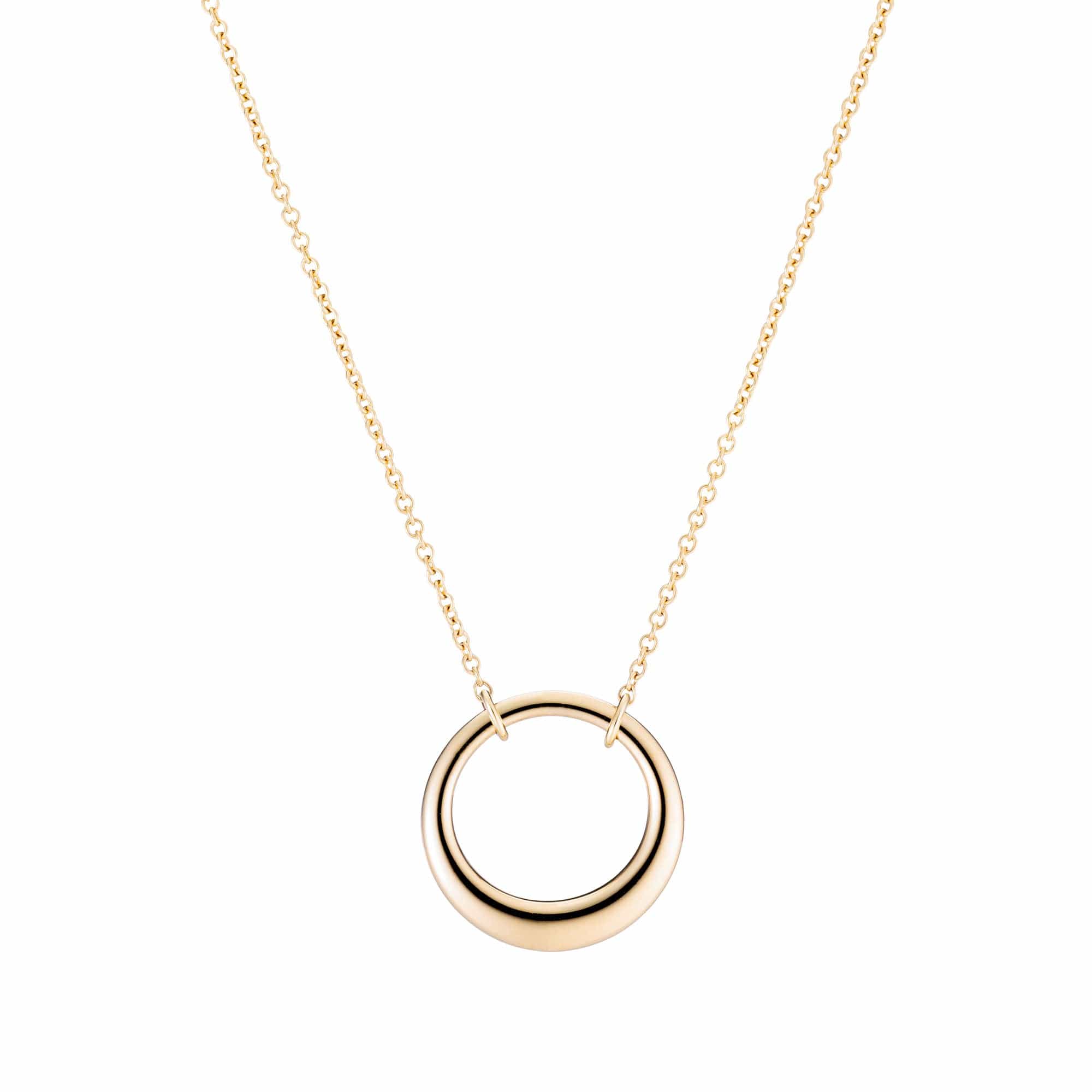 open pendant on gold chain